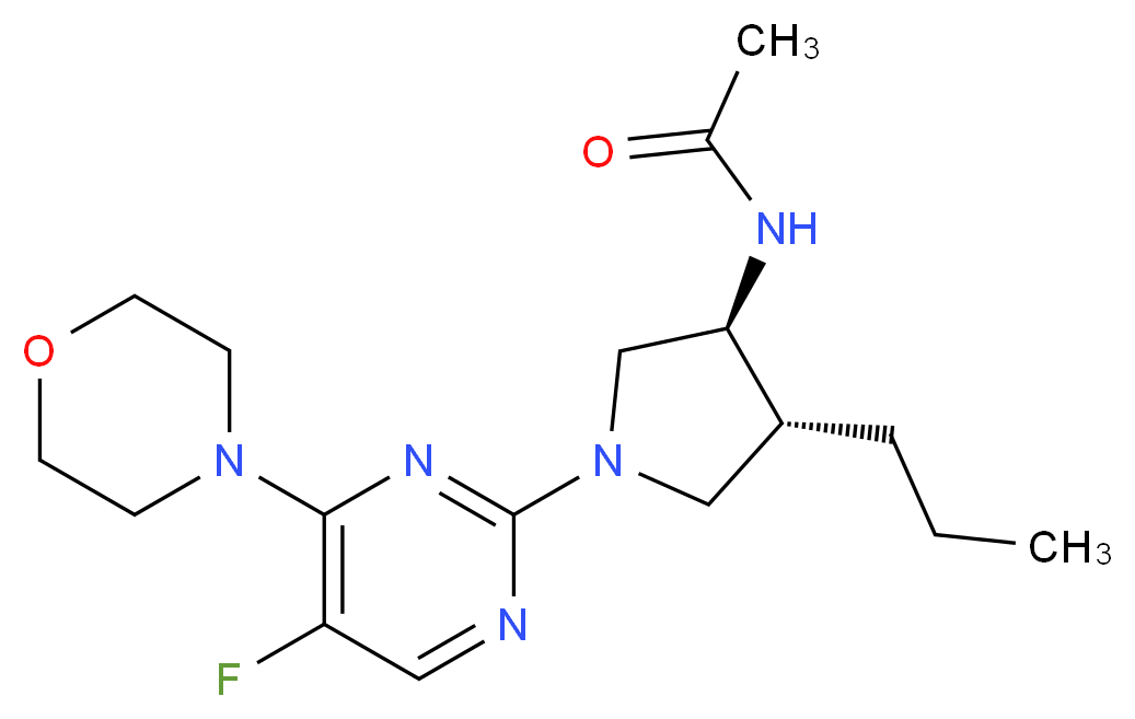 N-{(3S*,4R*)-1-[5-fluoro-4-(4-morpholinyl)-2-pyrimidinyl]-4-propyl-3-pyrrolidinyl}acetamide_Molecular_structure_CAS_)