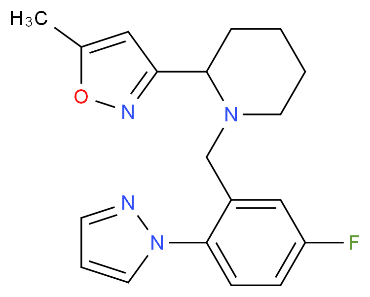 1-[5-fluoro-2-(1H-pyrazol-1-yl)benzyl]-2-(5-methylisoxazol-3-yl)piperidine_Molecular_structure_CAS_)