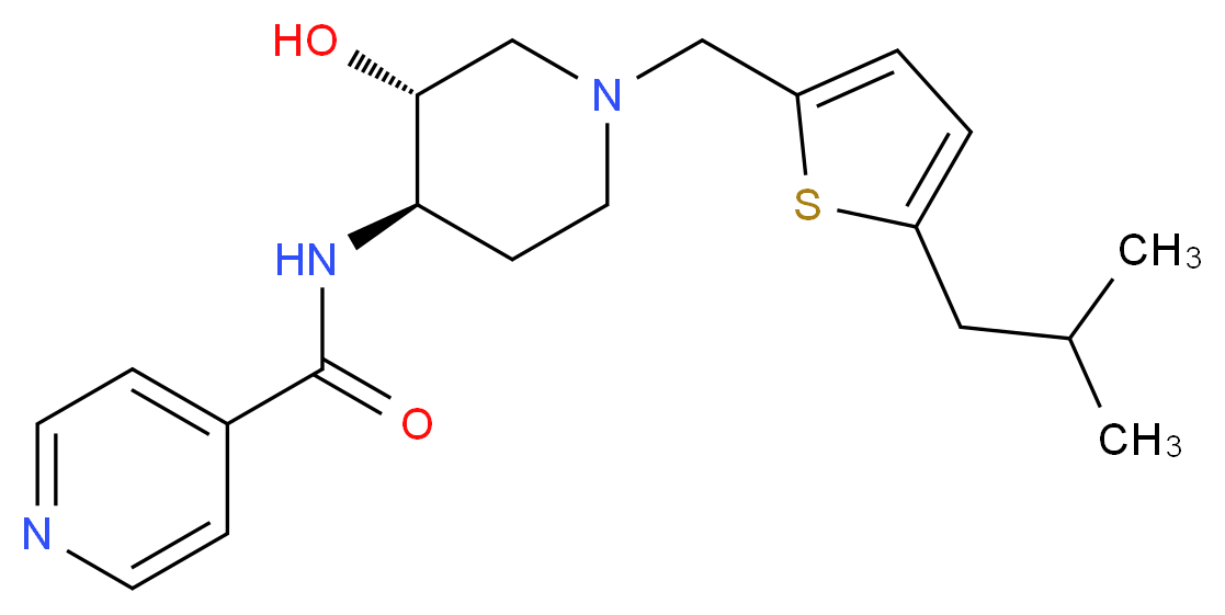 N-{(3R*,4R*)-3-hydroxy-1-[(5-isobutyl-2-thienyl)methyl]piperidin-4-yl}isonicotinamide_Molecular_structure_CAS_)