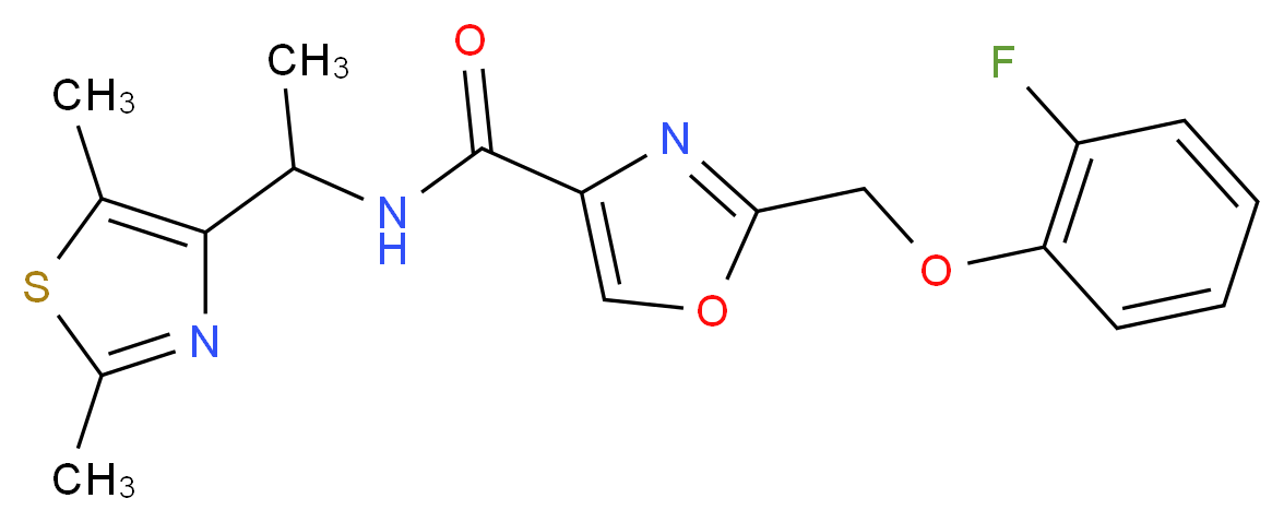 N-[1-(2,5-dimethyl-1,3-thiazol-4-yl)ethyl]-2-[(2-fluorophenoxy)methyl]-1,3-oxazole-4-carboxamide_Molecular_structure_CAS_)