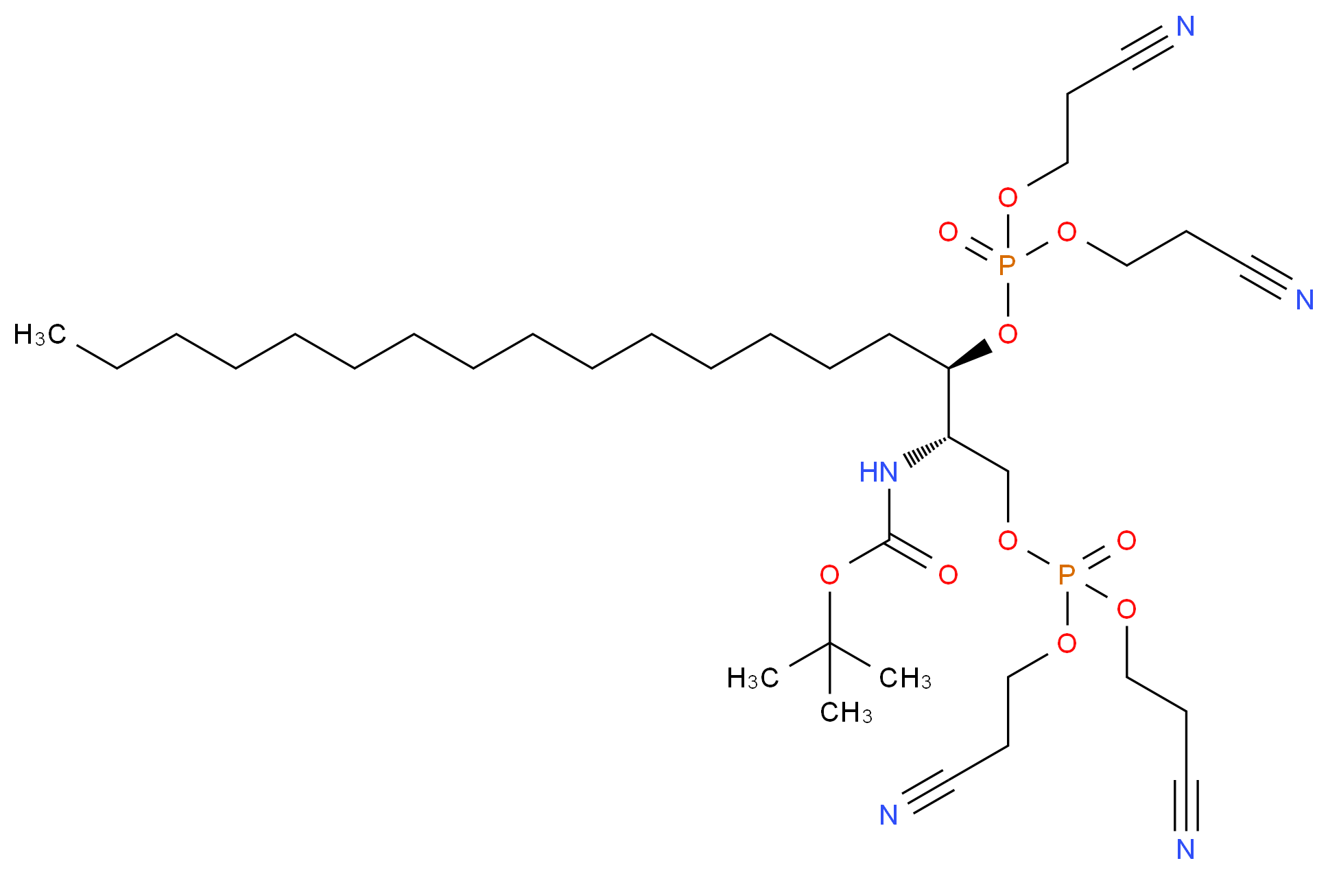 N-tert-Butyloxycarbonyl-D-erythro-dihydro-D-sphingosine-1,3-di-O-(phosphate Dicyanoethyl Ester)_Molecular_structure_CAS_)