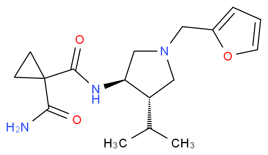 N~1~-[(3R*,4S*)-1-(2-furylmethyl)-4-isopropyl-3-pyrrolidinyl]-1,1-cyclopropanedicarboxamide_Molecular_structure_CAS_)