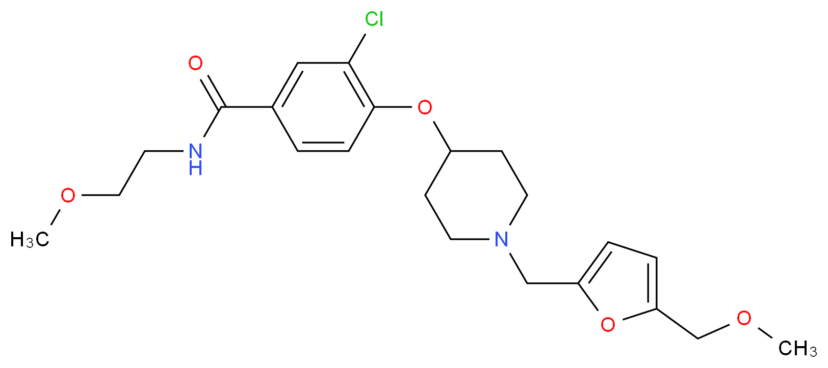 3-chloro-N-(2-methoxyethyl)-4-[(1-{[5-(methoxymethyl)-2-furyl]methyl}-4-piperidinyl)oxy]benzamide_Molecular_structure_CAS_)