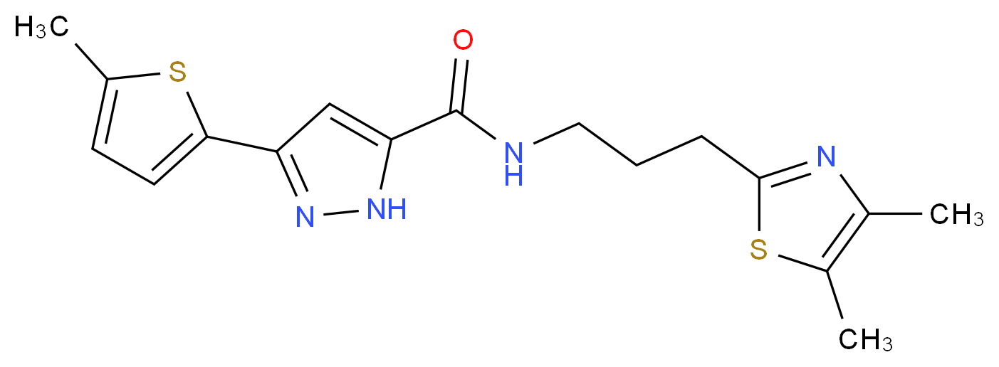 N-[3-(4,5-dimethyl-1,3-thiazol-2-yl)propyl]-3-(5-methyl-2-thienyl)-1H-pyrazole-5-carboxamide_Molecular_structure_CAS_)