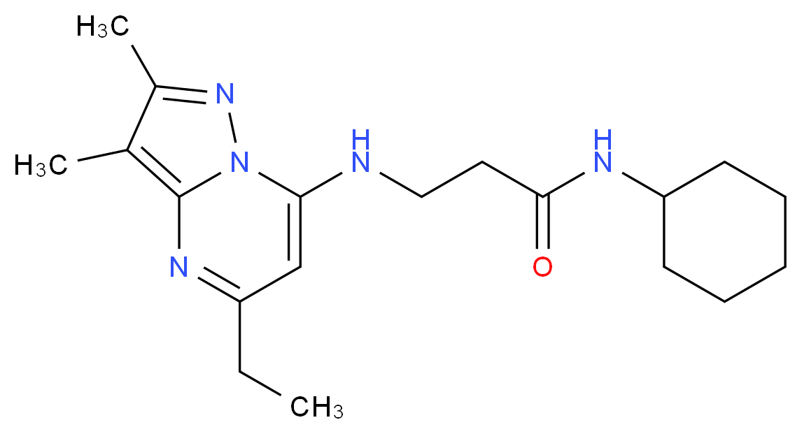 N~1~-cyclohexyl-N~3~-(5-ethyl-2,3-dimethylpyrazolo[1,5-a]pyrimidin-7-yl)-beta-alaninamide_Molecular_structure_CAS_)