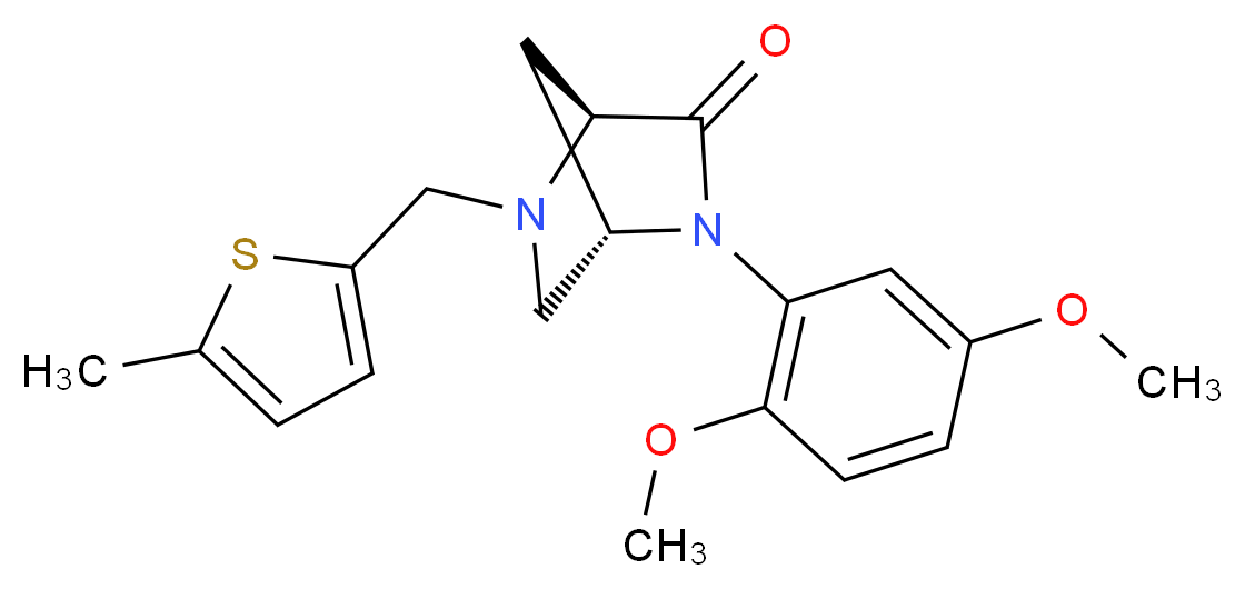 (1S*,4S*)-2-(2,5-dimethoxyphenyl)-5-[(5-methyl-2-thienyl)methyl]-2,5-diazabicyclo[2.2.1]heptan-3-one_Molecular_structure_CAS_)