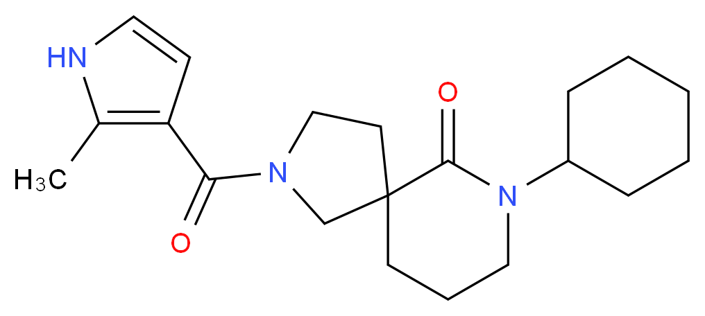 7-cyclohexyl-2-[(2-methyl-1H-pyrrol-3-yl)carbonyl]-2,7-diazaspiro[4.5]decan-6-one_Molecular_structure_CAS_)