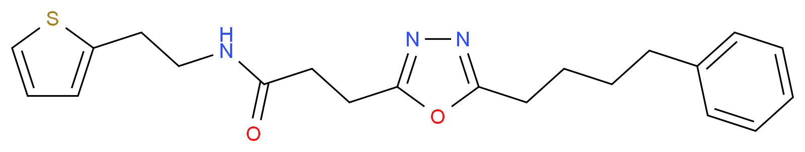 3-[5-(4-phenylbutyl)-1,3,4-oxadiazol-2-yl]-N-[2-(2-thienyl)ethyl]propanamide_Molecular_structure_CAS_)