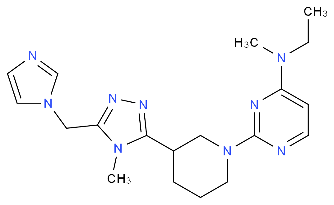 N-ethyl-2-{3-[5-(1H-imidazol-1-ylmethyl)-4-methyl-4H-1,2,4-triazol-3-yl]piperidin-1-yl}-N-methylpyrimidin-4-amine_Molecular_structure_CAS_)