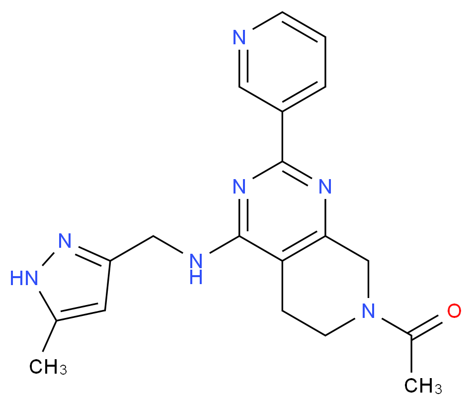 7-acetyl-N-[(5-methyl-1H-pyrazol-3-yl)methyl]-2-pyridin-3-yl-5,6,7,8-tetrahydropyrido[3,4-d]pyrimidin-4-amine_Molecular_structure_CAS_)