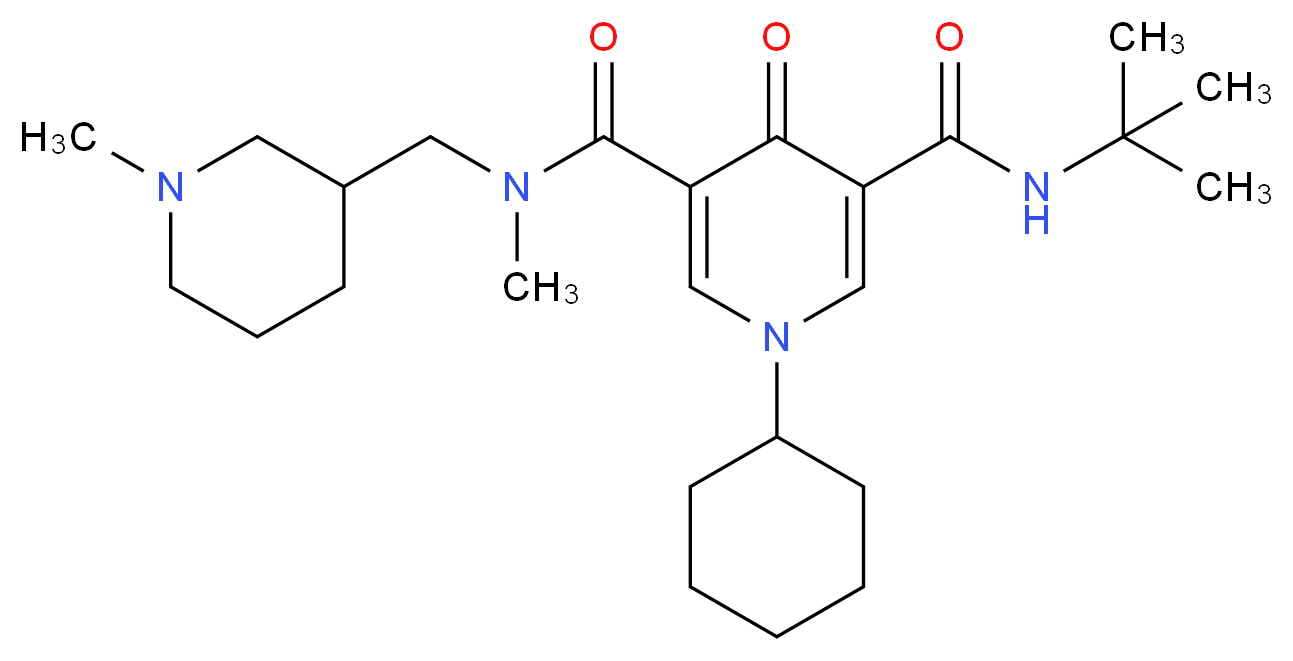 N'-(tert-butyl)-1-cyclohexyl-N-methyl-N-[(1-methyl-3-piperidinyl)methyl]-4-oxo-1,4-dihydro-3,5-pyridinedicarboxamide_Molecular_structure_CAS_)