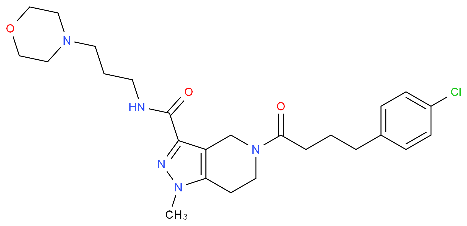 5-[4-(4-chlorophenyl)butanoyl]-1-methyl-N-[3-(4-morpholinyl)propyl]-4,5,6,7-tetrahydro-1H-pyrazolo[4,3-c]pyridine-3-carboxamide_Molecular_structure_CAS_)