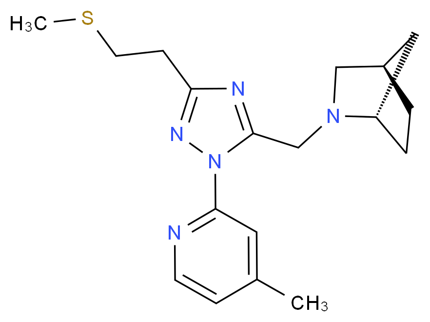 (1S*,4R*)-2-({1-(4-methylpyridin-2-yl)-3-[2-(methylthio)ethyl]-1H-1,2,4-triazol-5-yl}methyl)-2-azabicyclo[2.2.1]heptane_Molecular_structure_CAS_)