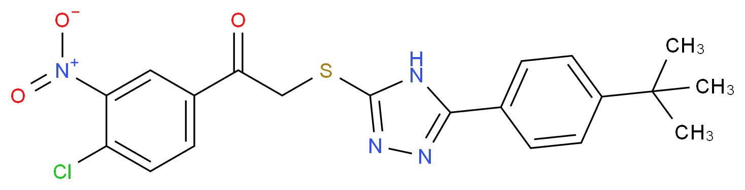 2-({5-[4-(tert-butyl)phenyl]-4H-1,2,4-triazol-3-yl}thio)-1-(4-chloro-3-nitrophenyl)ethan-1-one_Molecular_structure_CAS_)