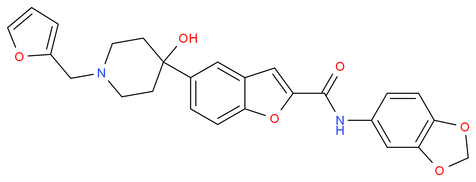 N-1,3-benzodioxol-5-yl-5-[1-(2-furylmethyl)-4-hydroxy-4-piperidinyl]-1-benzofuran-2-carboxamide_Molecular_structure_CAS_)