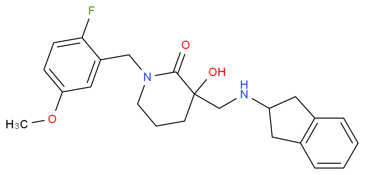 3-[(2,3-dihydro-1H-inden-2-ylamino)methyl]-1-(2-fluoro-5-methoxybenzyl)-3-hydroxy-2-piperidinone_Molecular_structure_CAS_)