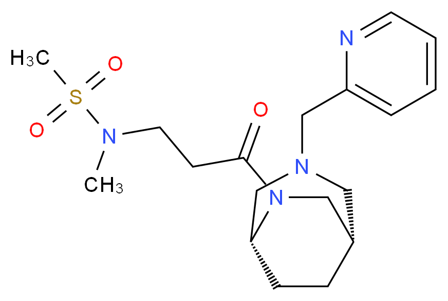 N-methyl-N-{3-oxo-3-[(1S*,5R*)-3-(pyridin-2-ylmethyl)-3,6-diazabicyclo[3.2.2]non-6-yl]propyl}methanesulfonamide (non-preferred name)_Molecular_structure_CAS_)