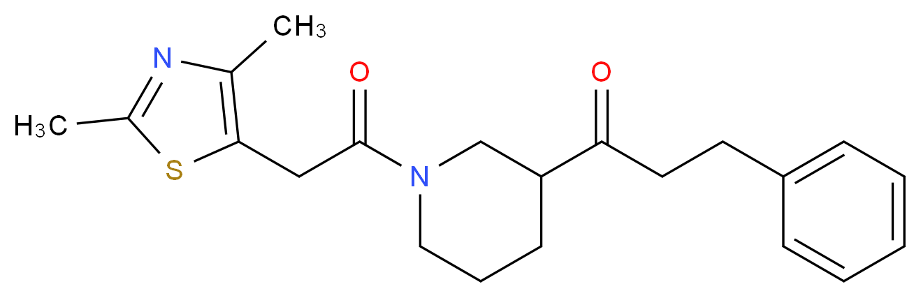 1-{1-[(2,4-dimethyl-1,3-thiazol-5-yl)acetyl]-3-piperidinyl}-3-phenyl-1-propanone_Molecular_structure_CAS_)