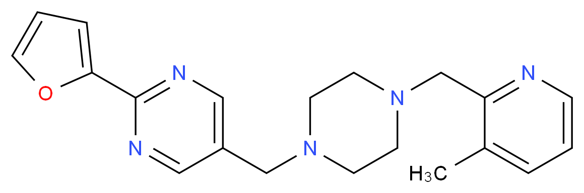 2-(2-furyl)-5-({4-[(3-methyl-2-pyridinyl)methyl]-1-piperazinyl}methyl)pyrimidine_Molecular_structure_CAS_)
