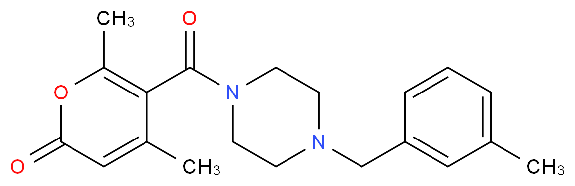 4,6-dimethyl-5-{[4-(3-methylbenzyl)piperazin-1-yl]carbonyl}-2H-pyran-2-one_Molecular_structure_CAS_)