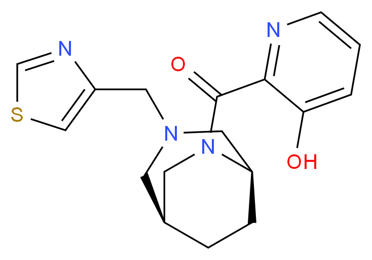 2-{[(1S*,5R*)-3-(1,3-thiazol-4-ylmethyl)-3,6-diazabicyclo[3.2.2]non-6-yl]carbonyl}-3-pyridinol_Molecular_structure_CAS_)