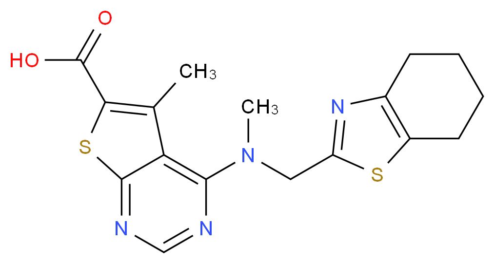 5-methyl-4-[methyl(4,5,6,7-tetrahydro-1,3-benzothiazol-2-ylmethyl)amino]thieno[2,3-d]pyrimidine-6-carboxylic acid_Molecular_structure_CAS_)