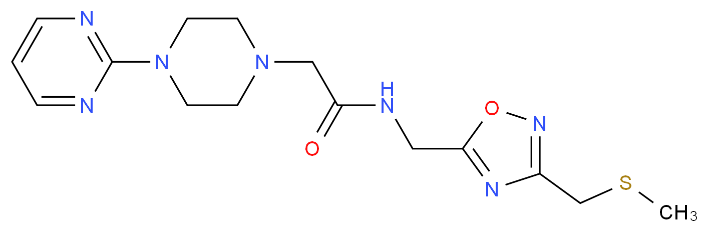 N-({3-[(methylthio)methyl]-1,2,4-oxadiazol-5-yl}methyl)-2-[4-(2-pyrimidinyl)-1-piperazinyl]acetamide_Molecular_structure_CAS_)