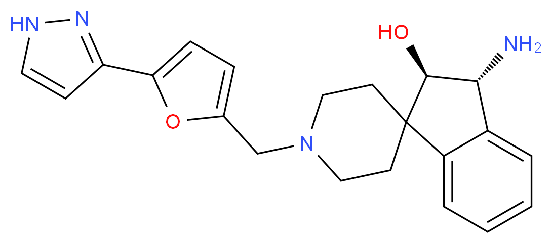 (2R*,3R*)-3-amino-1'-{[5-(1H-pyrazol-3-yl)-2-furyl]methyl}-2,3-dihydrospiro[indene-1,4'-piperidin]-2-ol_Molecular_structure_CAS_)