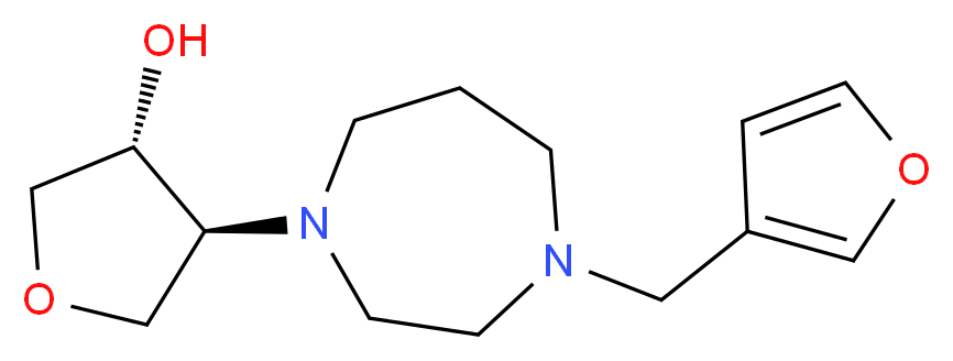 (3R*,4S*)-4-[4-(3-furylmethyl)-1,4-diazepan-1-yl]tetrahydrofuran-3-ol_Molecular_structure_CAS_)