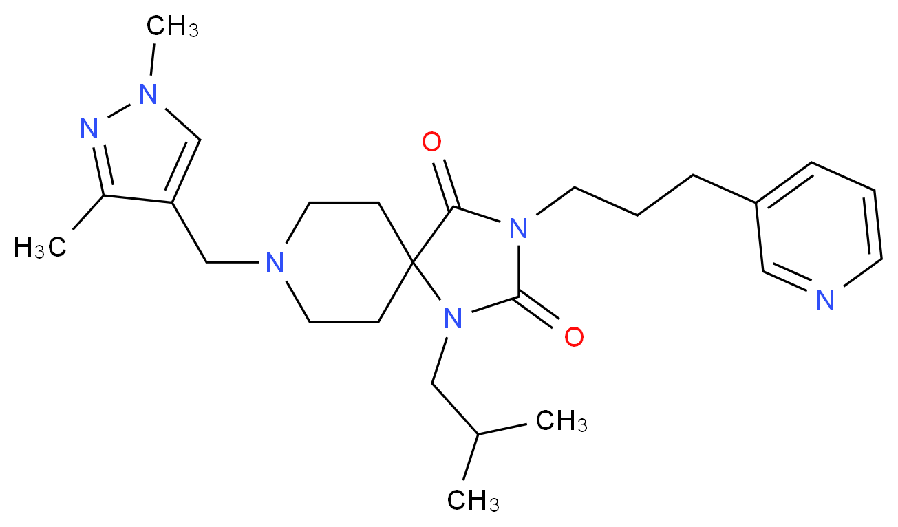 8-[(1,3-dimethyl-1H-pyrazol-4-yl)methyl]-1-isobutyl-3-[3-(3-pyridinyl)propyl]-1,3,8-triazaspiro[4.5]decane-2,4-dione_Molecular_structure_CAS_)