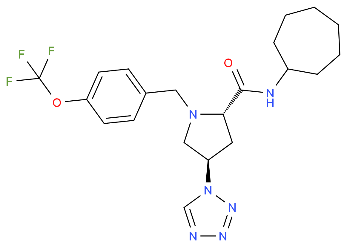(4R)-N-cycloheptyl-4-(1H-tetrazol-1-yl)-1-[4-(trifluoromethoxy)benzyl]-L-prolinamide_Molecular_structure_CAS_)