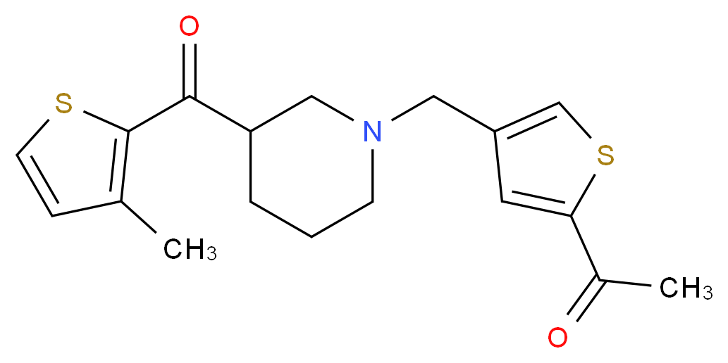 1-[4-({3-[(3-methyl-2-thienyl)carbonyl]-1-piperidinyl}methyl)-2-thienyl]ethanone_Molecular_structure_CAS_)
