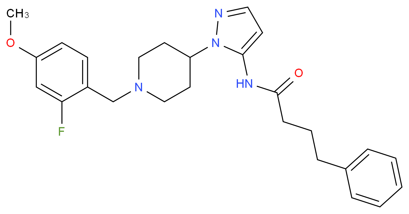 N-{1-[1-(2-fluoro-4-methoxybenzyl)-4-piperidinyl]-1H-pyrazol-5-yl}-4-phenylbutanamide_Molecular_structure_CAS_)