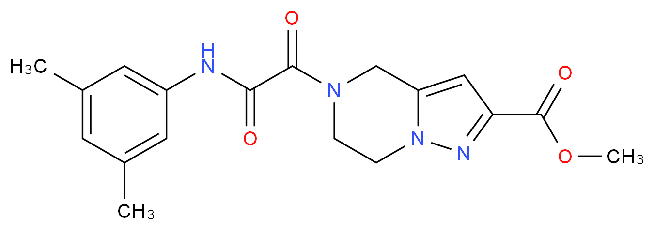 methyl 5-[[(3,5-dimethylphenyl)amino](oxo)acetyl]-4,5,6,7-tetrahydropyrazolo[1,5-a]pyrazine-2-carboxylate_Molecular_structure_CAS_)