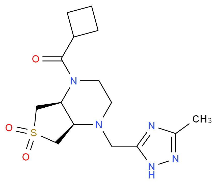 (4aR*,7aS*)-1-(cyclobutylcarbonyl)-4-[(3-methyl-1H-1,2,4-triazol-5-yl)methyl]octahydrothieno[3,4-b]pyrazine 6,6-dioxide_Molecular_structure_CAS_)