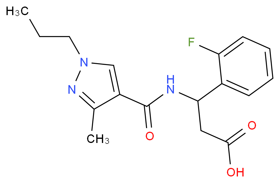 3-(2-fluorophenyl)-3-{[(3-methyl-1-propyl-1H-pyrazol-4-yl)carbonyl]amino}propanoic acid_Molecular_structure_CAS_)
