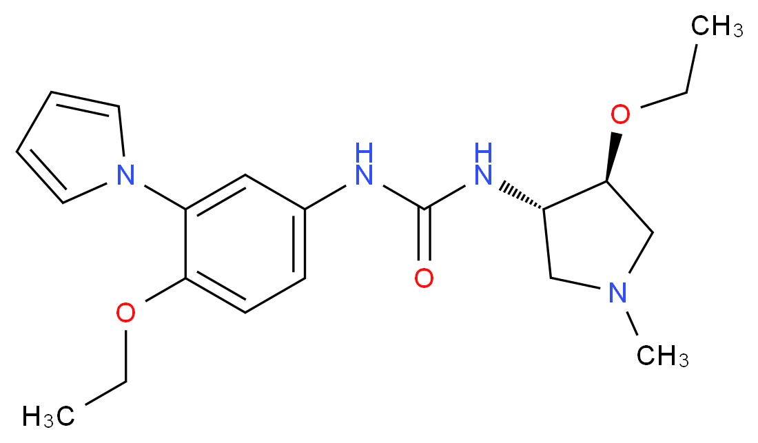 N-[(3S*,4S*)-4-ethoxy-1-methylpyrrolidin-3-yl]-N'-[4-ethoxy-3-(1H-pyrrol-1-yl)phenyl]urea_Molecular_structure_CAS_)