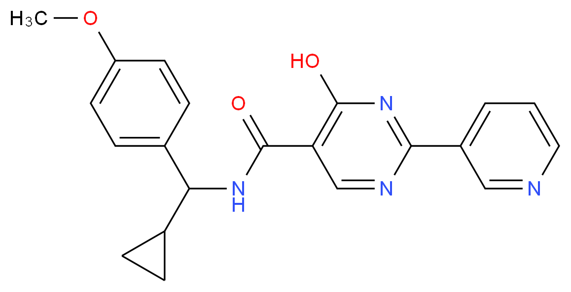 N-[cyclopropyl(4-methoxyphenyl)methyl]-4-hydroxy-2-pyridin-3-ylpyrimidine-5-carboxamide_Molecular_structure_CAS_)