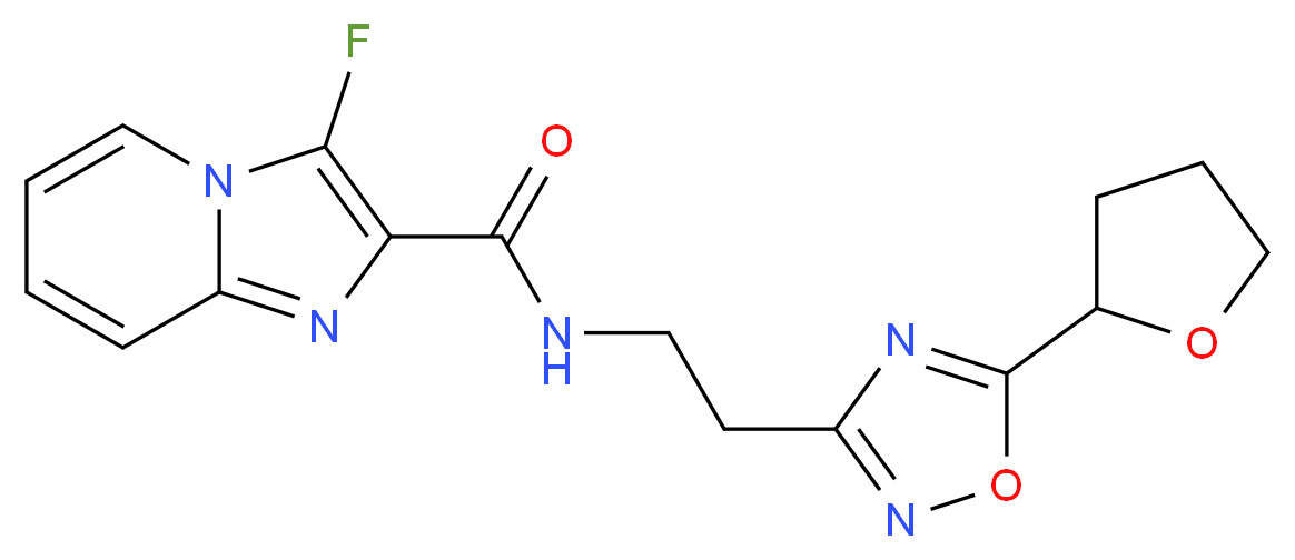 3-fluoro-N-{2-[5-(tetrahydro-2-furanyl)-1,2,4-oxadiazol-3-yl]ethyl}imidazo[1,2-a]pyridine-2-carboxamide_Molecular_structure_CAS_)