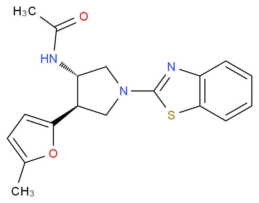 N-[(3S*,4R*)-1-(1,3-benzothiazol-2-yl)-4-(5-methyl-2-furyl)-3-pyrrolidinyl]acetamide_Molecular_structure_CAS_)