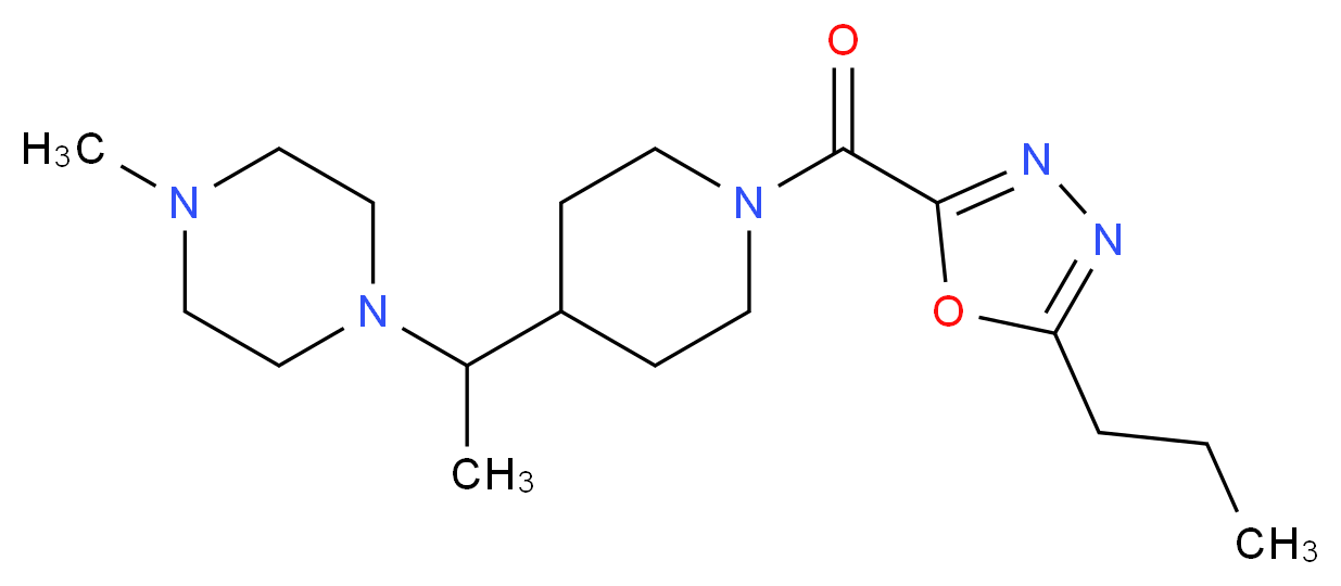 1-methyl-4-(1-{1-[(5-propyl-1,3,4-oxadiazol-2-yl)carbonyl]piperidin-4-yl}ethyl)piperazine_Molecular_structure_CAS_)