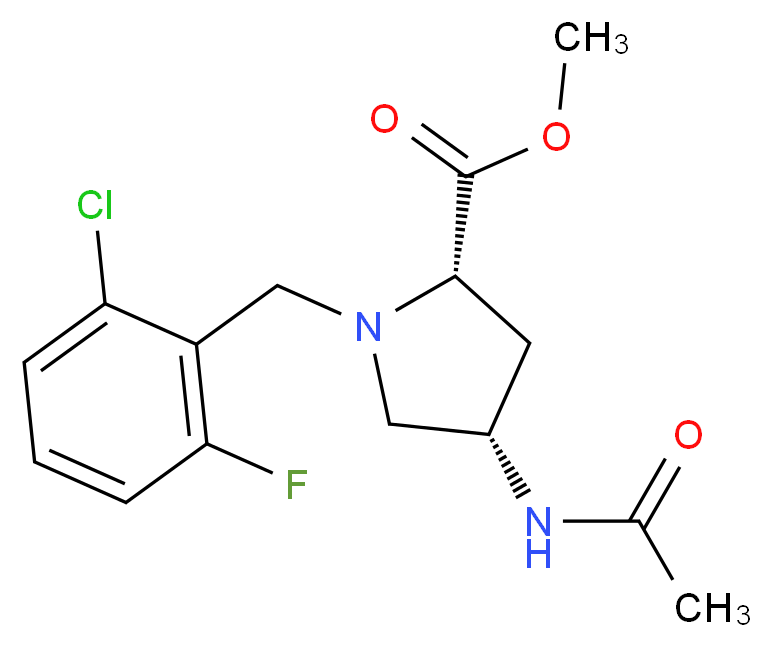 methyl (4S)-4-(acetylamino)-1-(2-chloro-6-fluorobenzyl)-L-prolinate_Molecular_structure_CAS_)