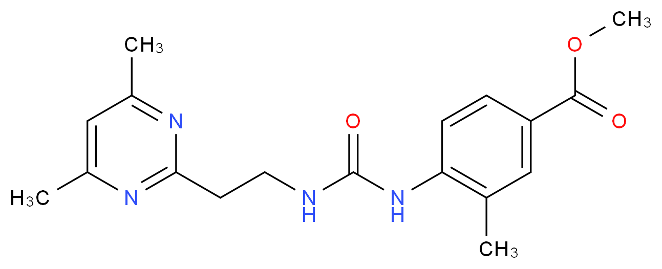 methyl 4-[({[2-(4,6-dimethylpyrimidin-2-yl)ethyl]amino}carbonyl)amino]-3-methylbenzoate_Molecular_structure_CAS_)
