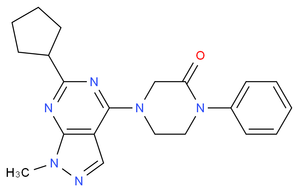 4-(6-cyclopentyl-1-methyl-1H-pyrazolo[3,4-d]pyrimidin-4-yl)-1-phenylpiperazin-2-one_Molecular_structure_CAS_)