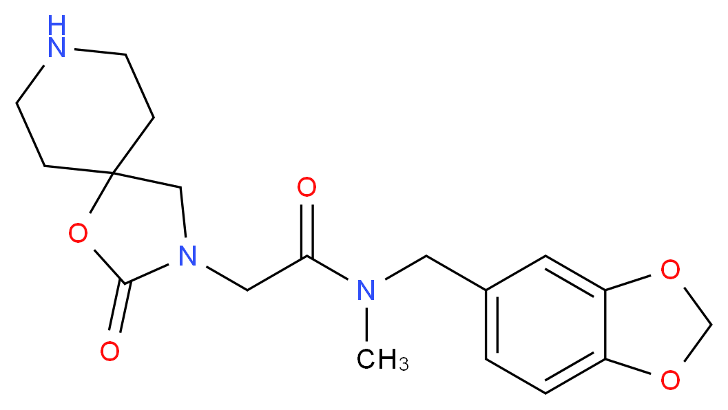 N-(1,3-benzodioxol-5-ylmethyl)-N-methyl-2-(2-oxo-1-oxa-3,8-diazaspiro[4.5]dec-3-yl)acetamide_Molecular_structure_CAS_)