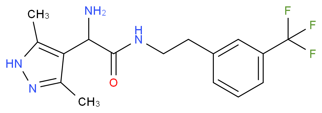 2-amino-2-(3,5-dimethyl-1H-pyrazol-4-yl)-N-{2-[3-(trifluoromethyl)phenyl]ethyl}acetamide_Molecular_structure_CAS_)