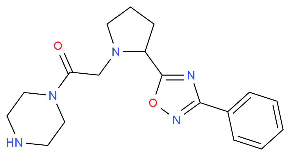 1-{[2-(3-phenyl-1,2,4-oxadiazol-5-yl)-1-pyrrolidinyl]acetyl}piperazine_Molecular_structure_CAS_)