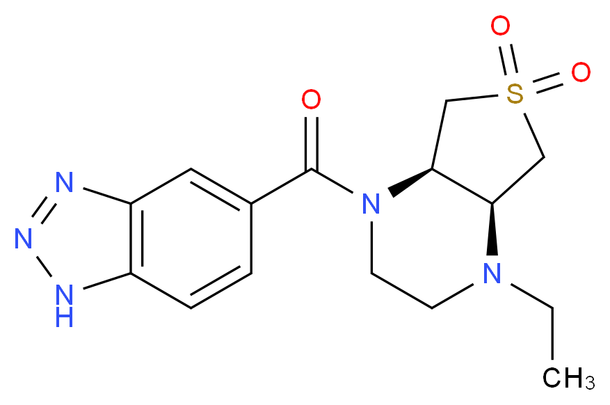 (4aS*,7aR*)-1-(1H-1,2,3-benzotriazol-5-ylcarbonyl)-4-ethyloctahydrothieno[3,4-b]pyrazine 6,6-dioxide_Molecular_structure_CAS_)