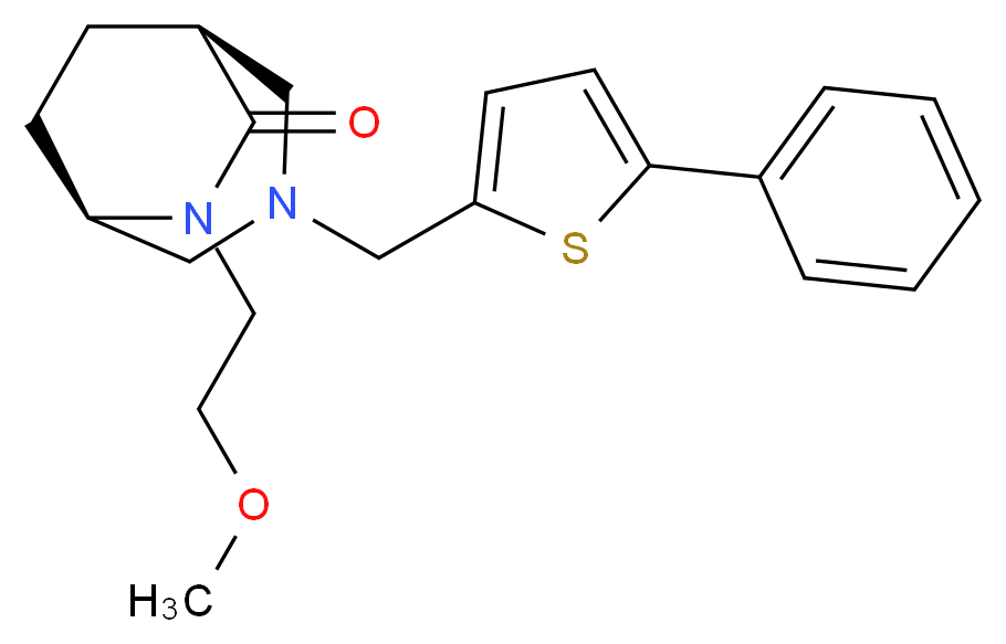 (1S*,5R*)-6-(2-methoxyethyl)-3-[(5-phenyl-2-thienyl)methyl]-3,6-diazabicyclo[3.2.2]nonan-7-one_Molecular_structure_CAS_)