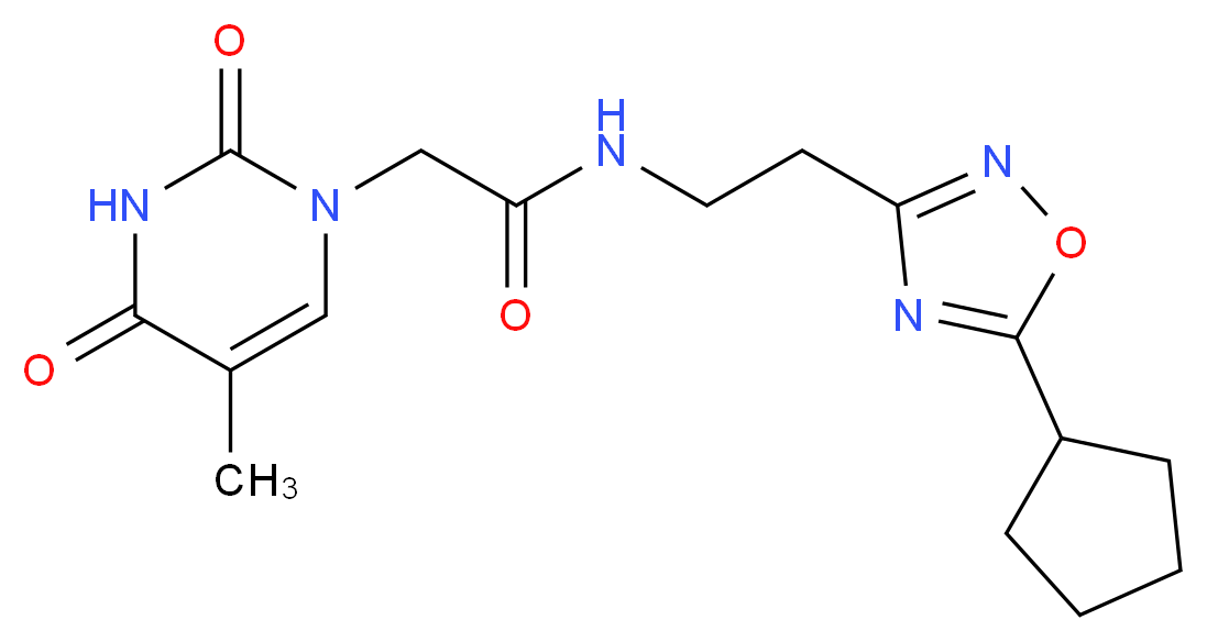 N-[2-(5-cyclopentyl-1,2,4-oxadiazol-3-yl)ethyl]-2-(5-methyl-2,4-dioxo-3,4-dihydropyrimidin-1(2H)-yl)acetamide_Molecular_structure_CAS_)